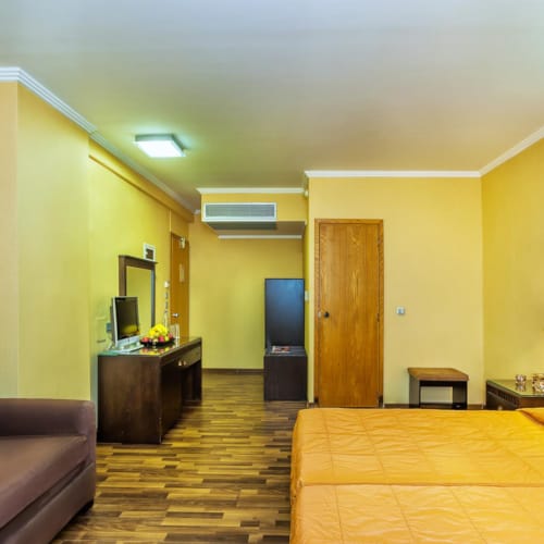 a room with a bed and a couch