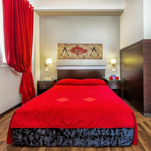 a bed in a room