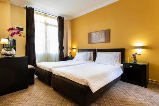 a bedroom with a large bed