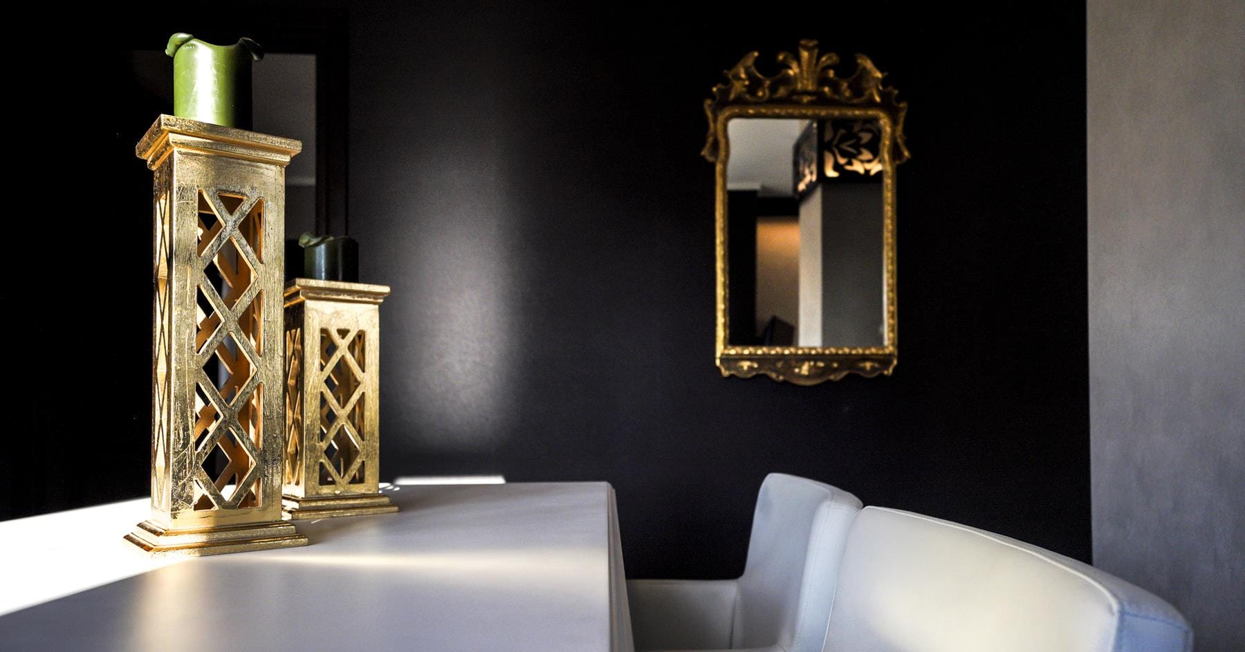 a gold and glass tower