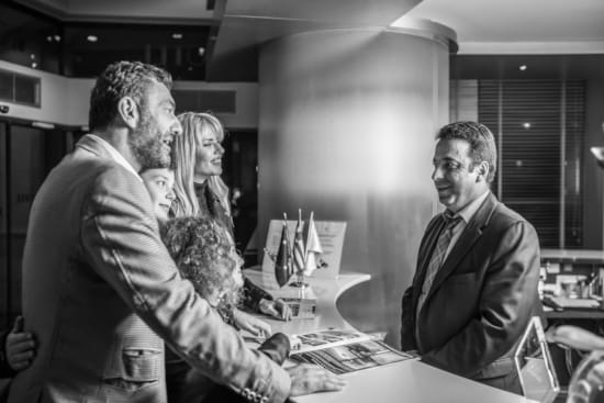 a group of people in a room