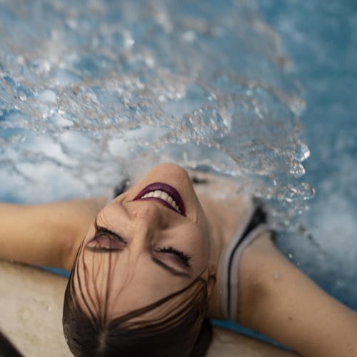 a person in a pool