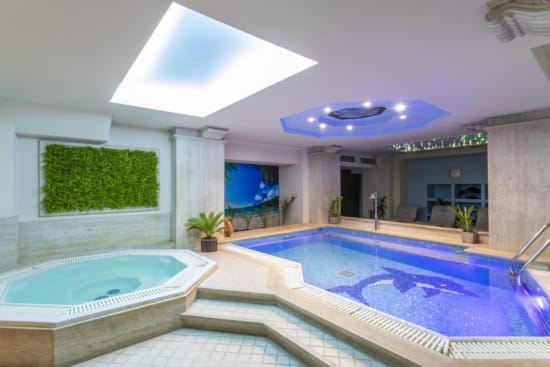 a large indoor swimming pool