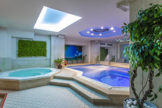 a large indoor swimming pool