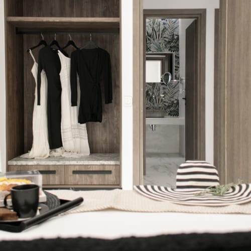 a table with plates and cups on it