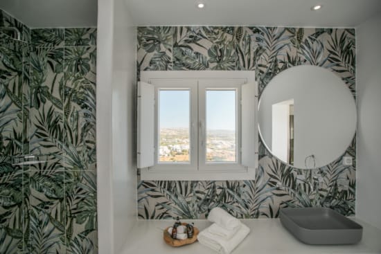 a room with a window and a plant