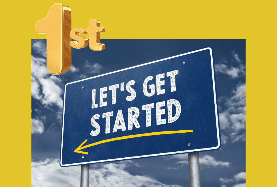 a sign with a yellow arrow