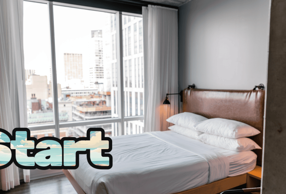 a bed with a window