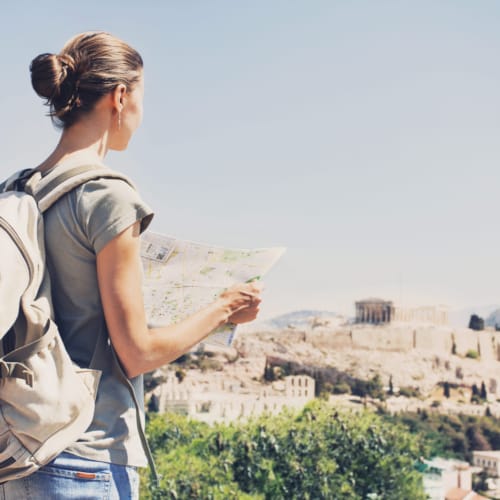 a person looking at a map