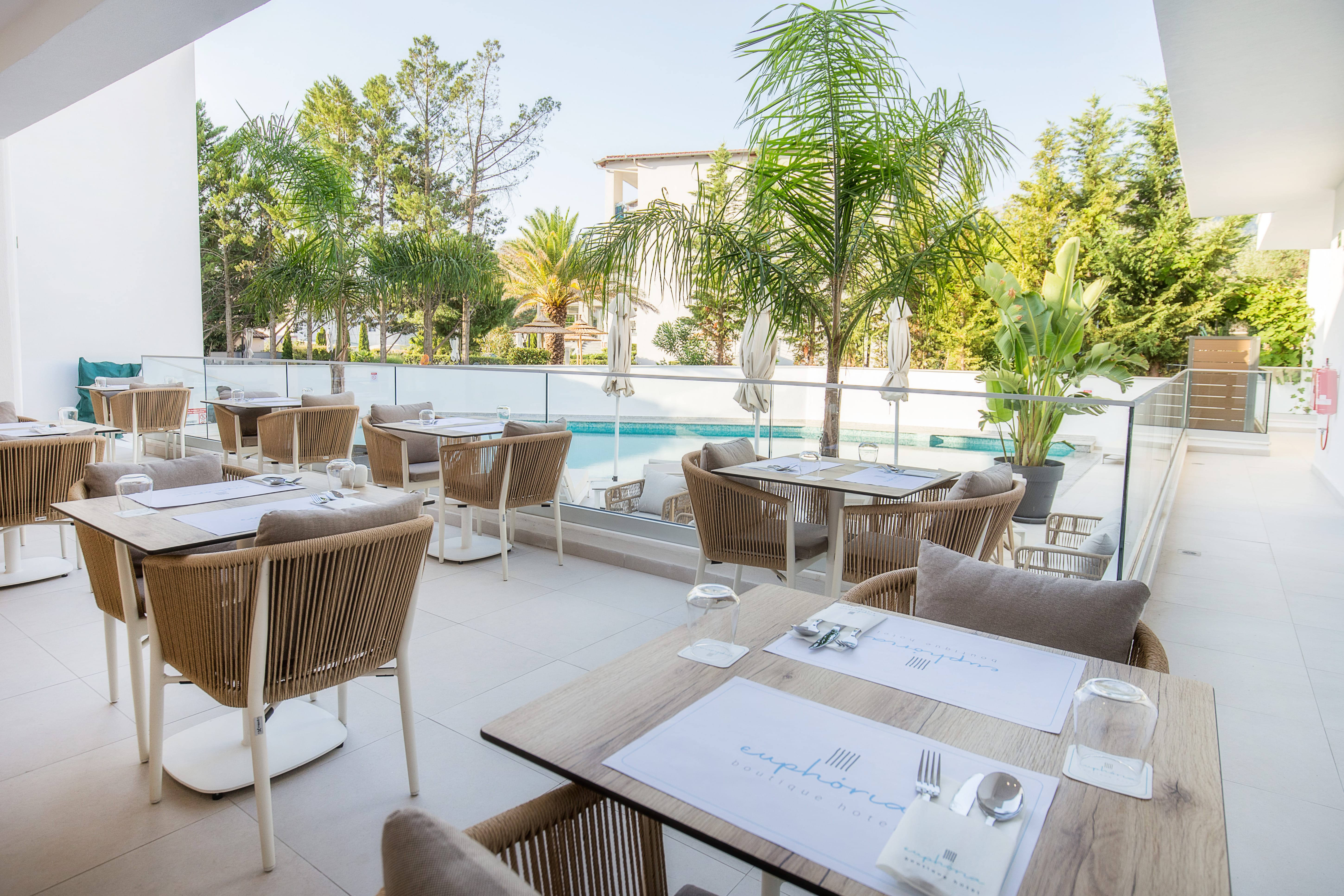 a room with tables and chairs