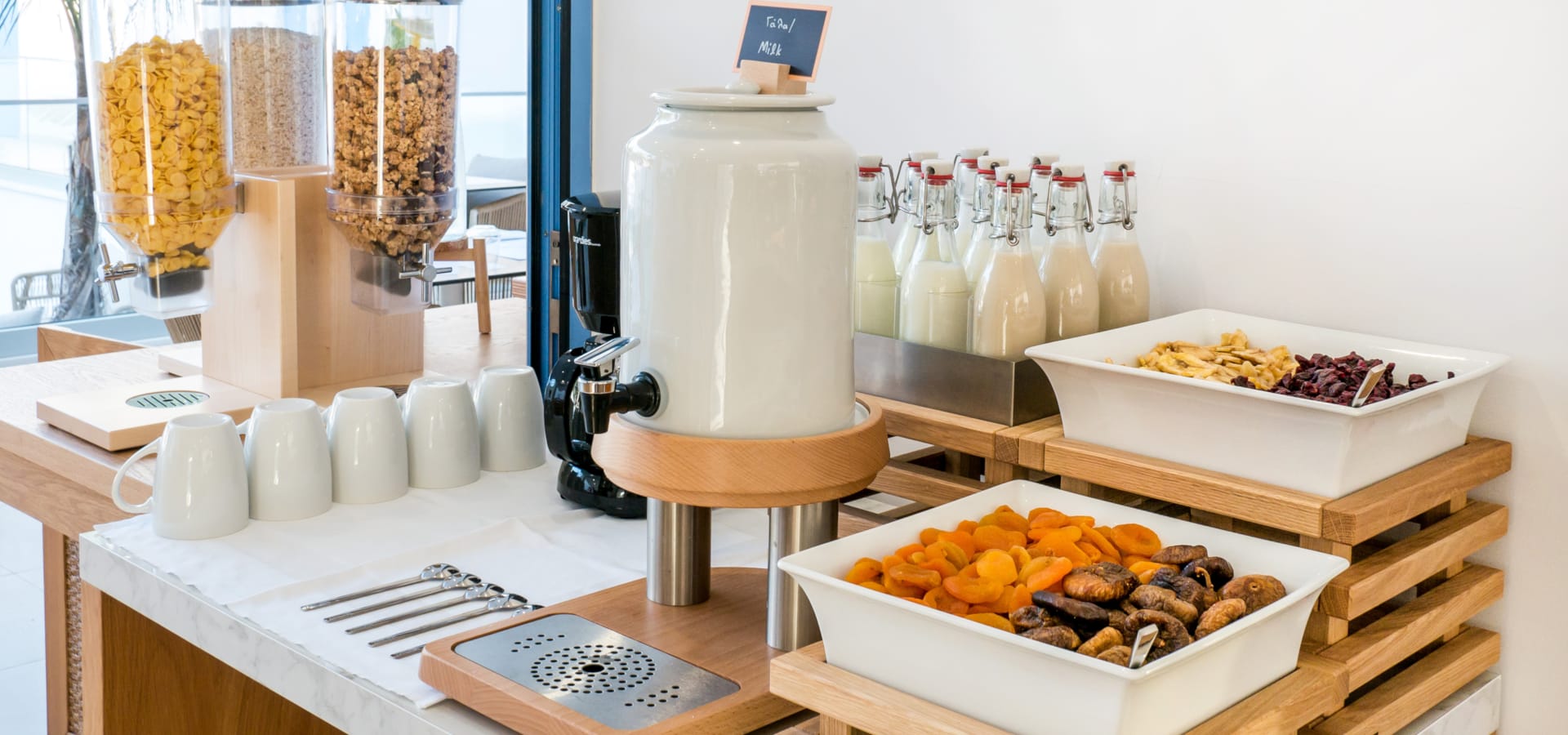 a counter with food on it