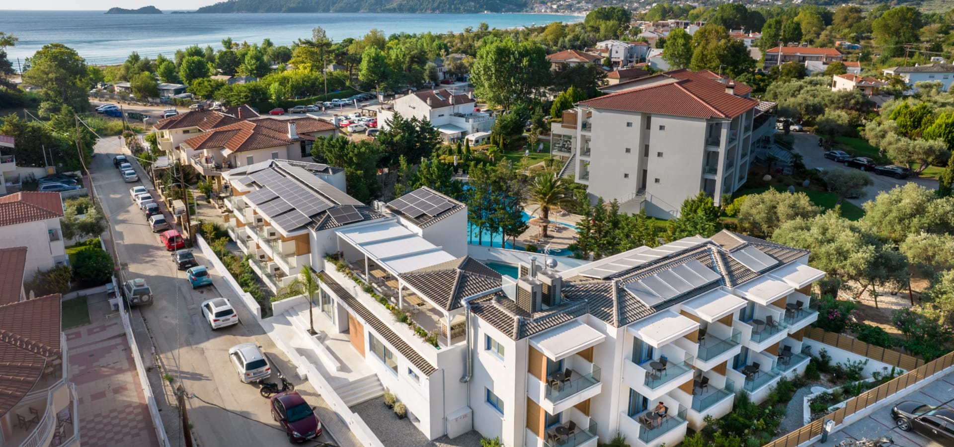 a high angle view of a town
