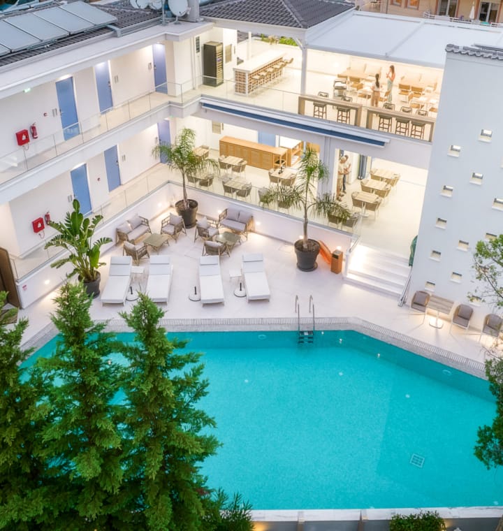 a pool in a backyard