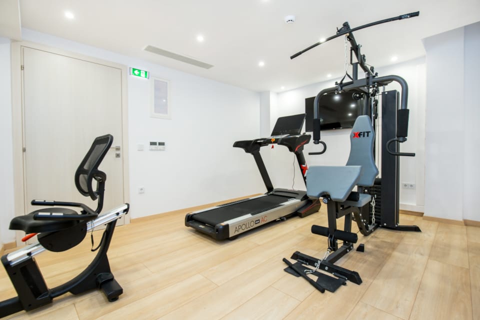 a gym with exercise equipment