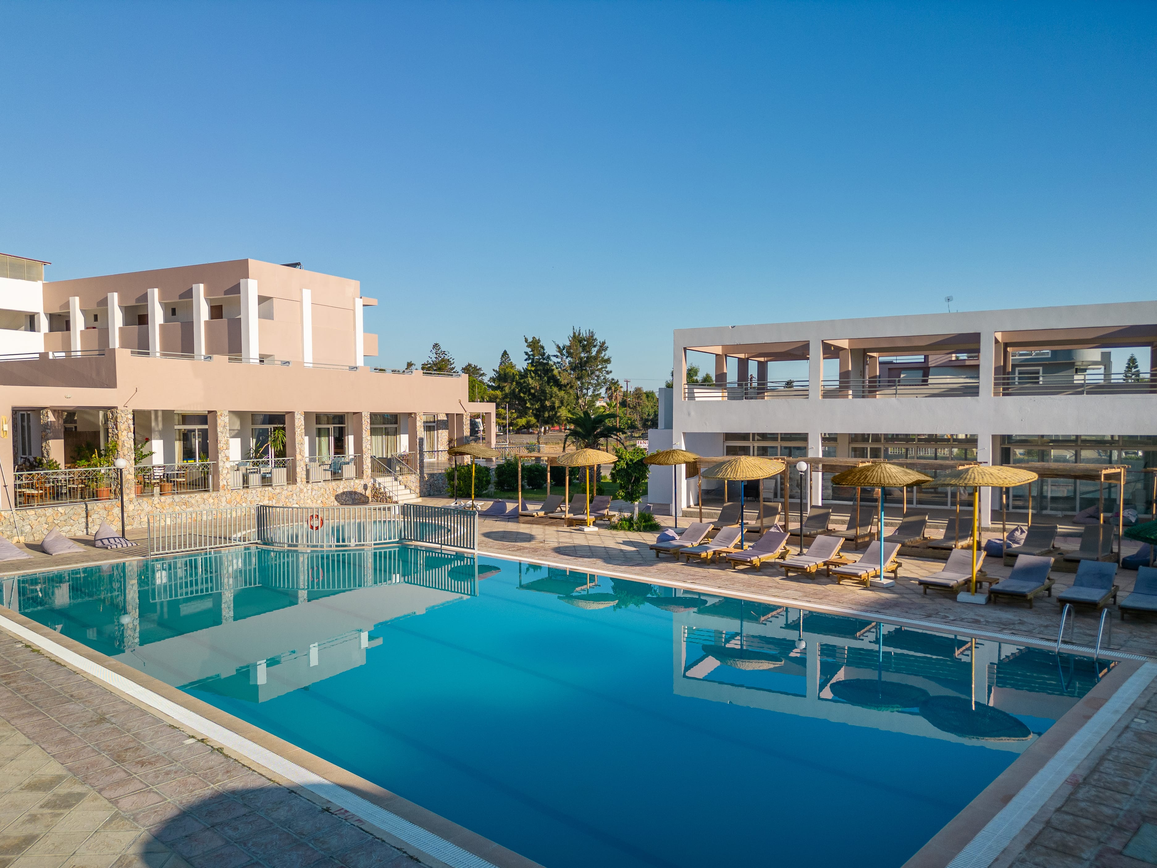 a swimming pool in a resort