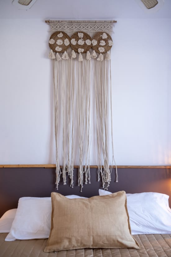 a bed with a curtain