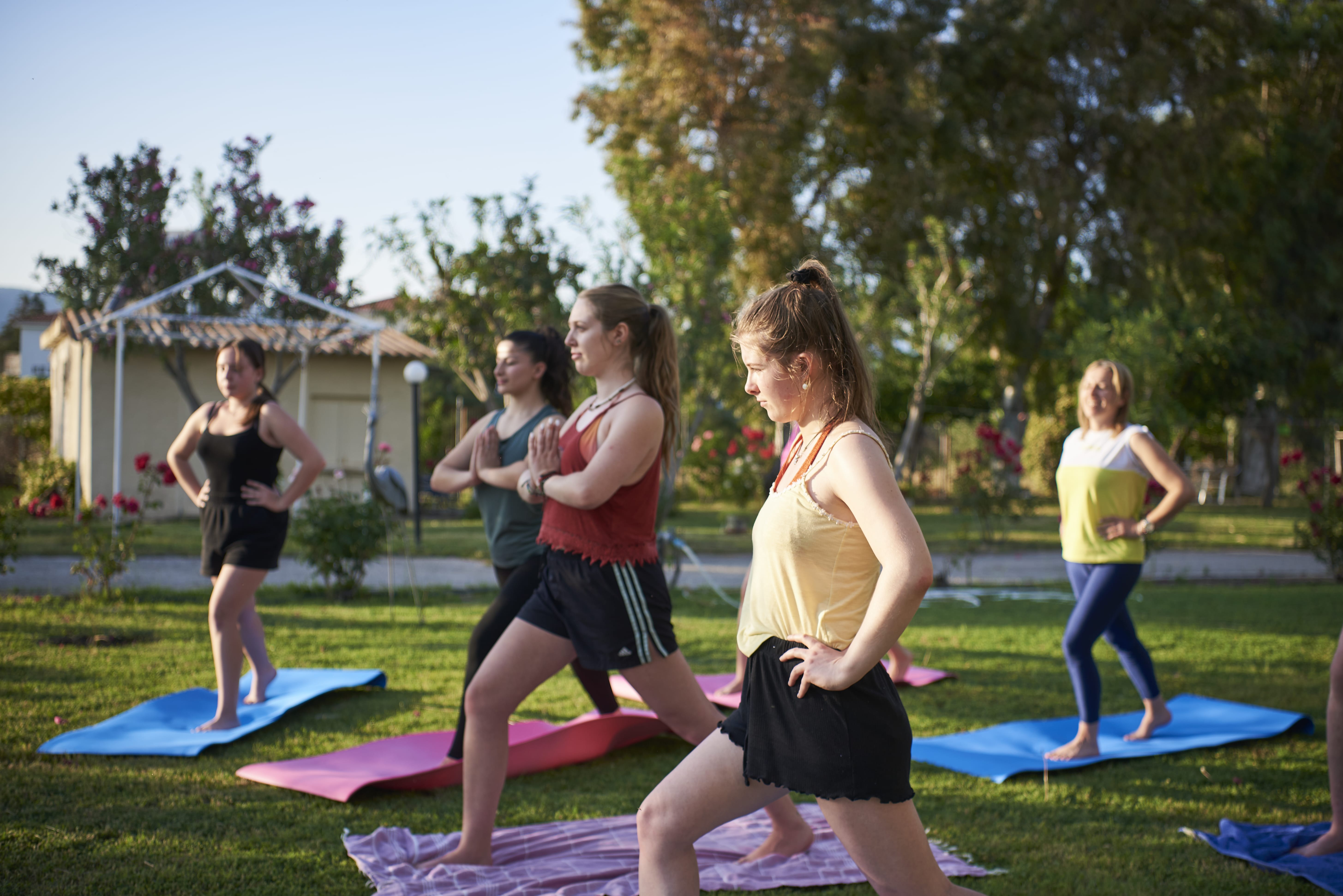 a group of people exercising