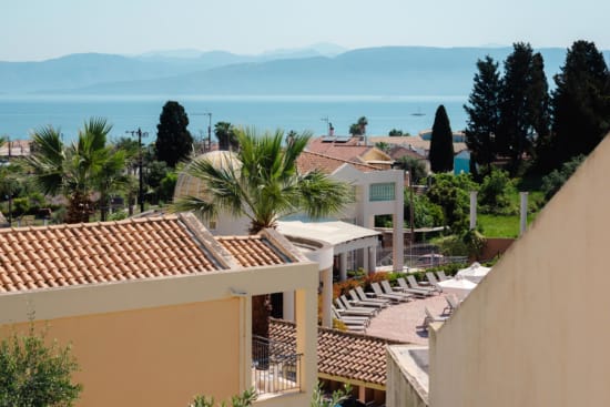 a view of a resort town from above