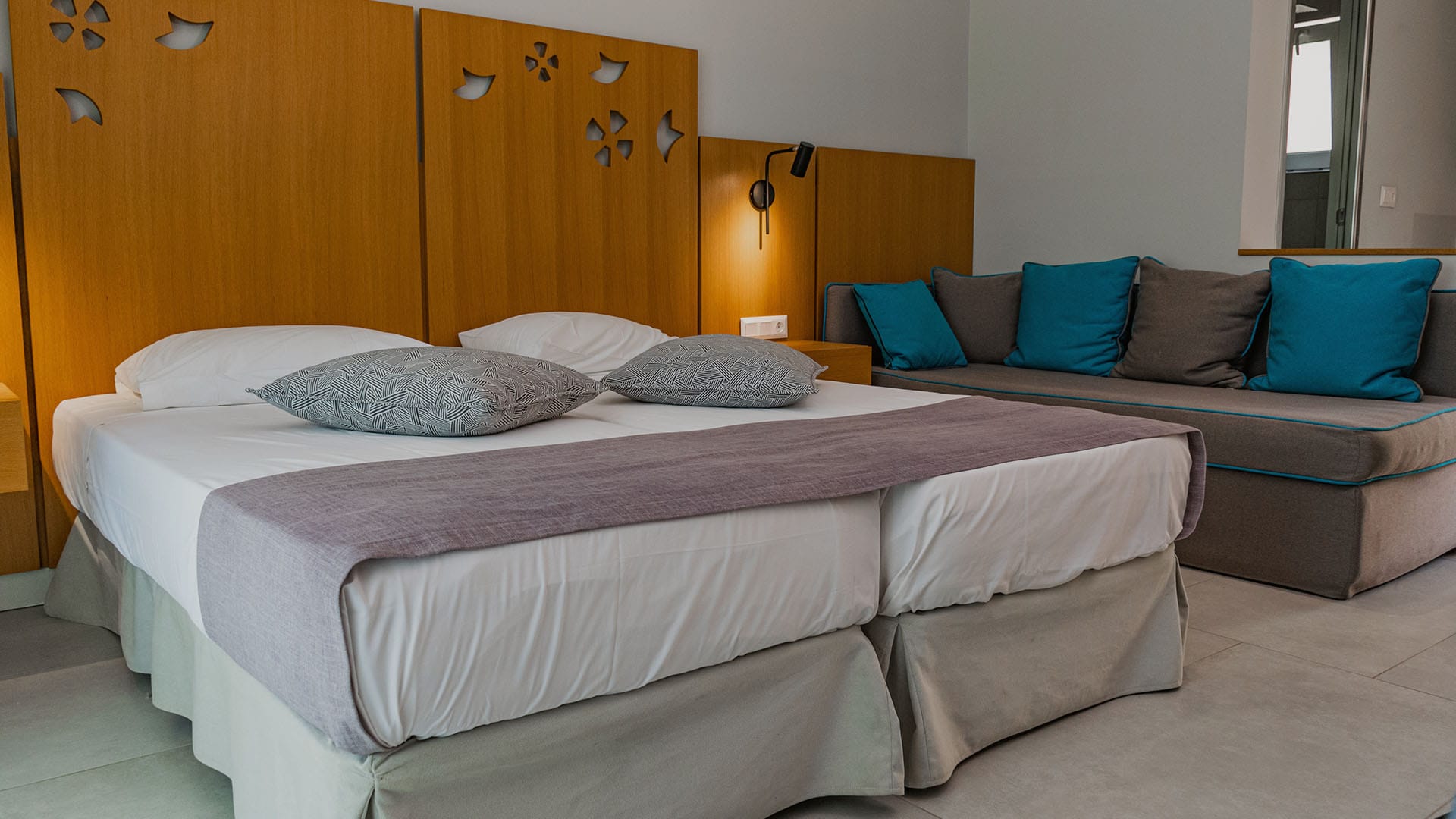 bed in hotel room