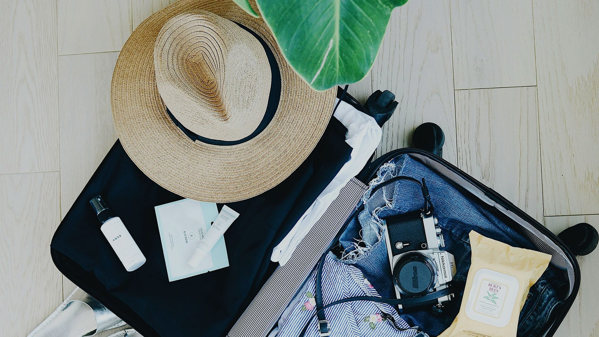 a hat and a backpack