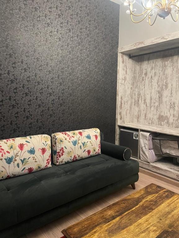 a couch with pillows