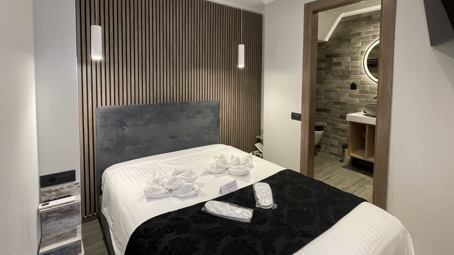 a bedroom with a large bed