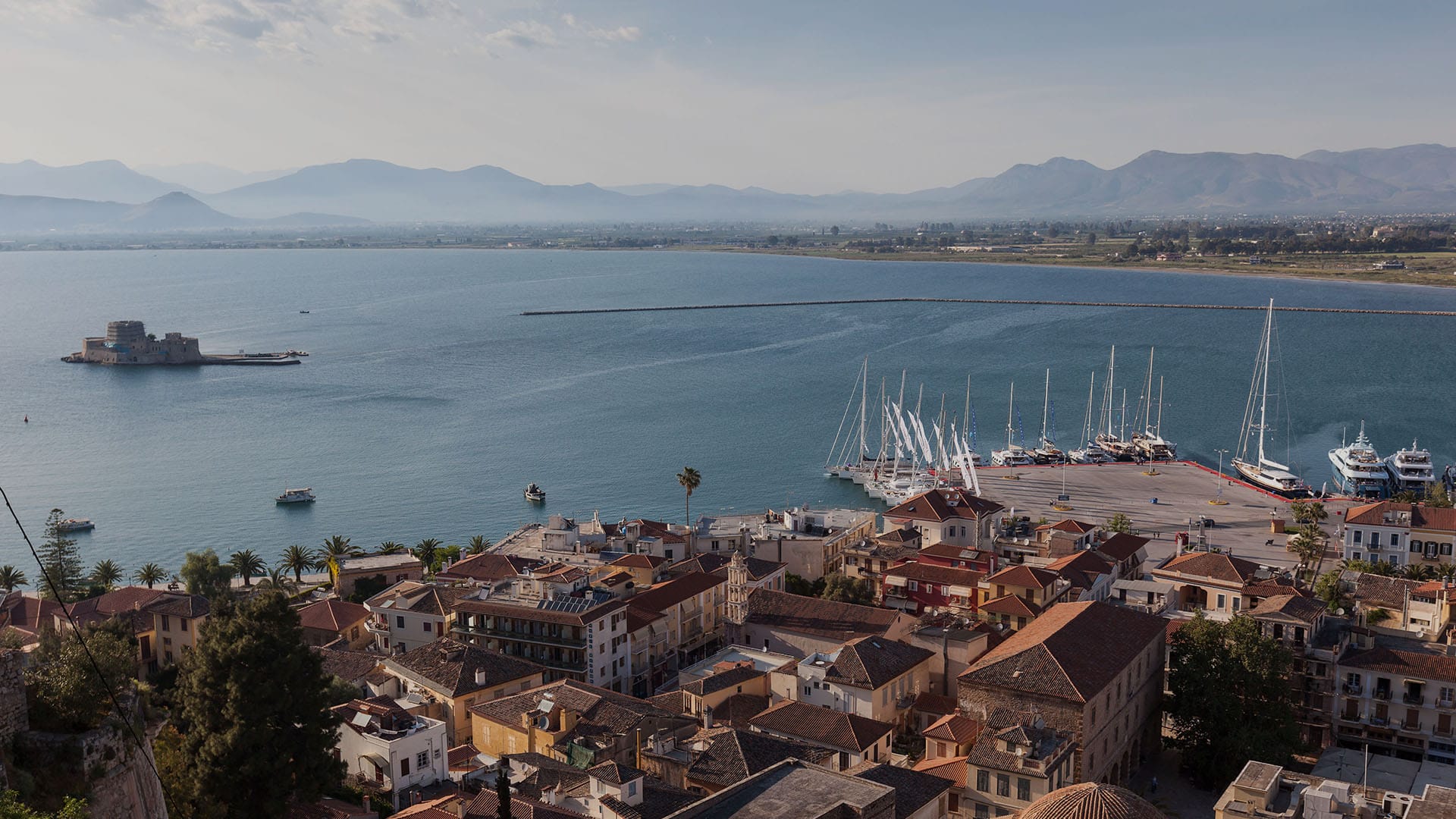 a city next to a body of water