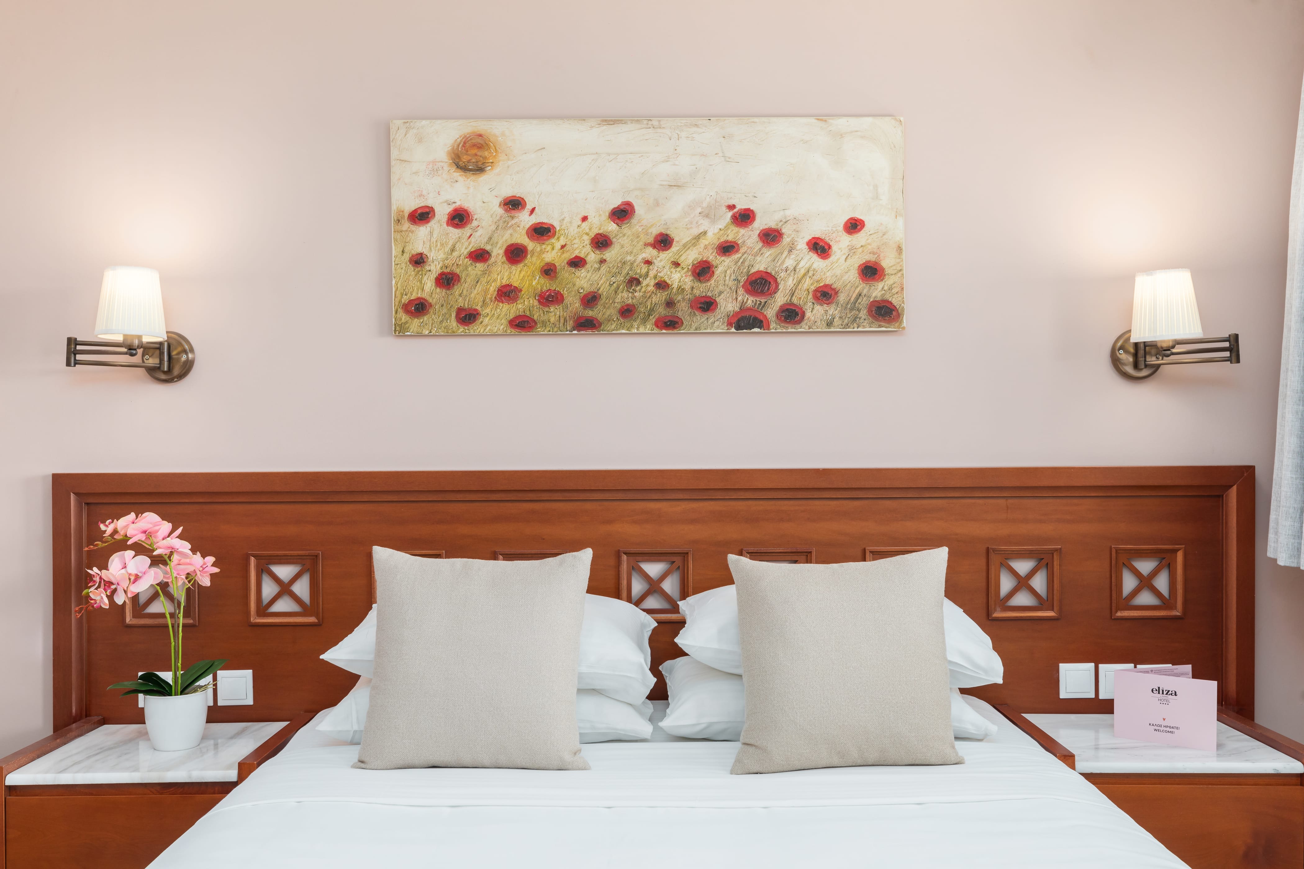 a bed with pillows and a pillow