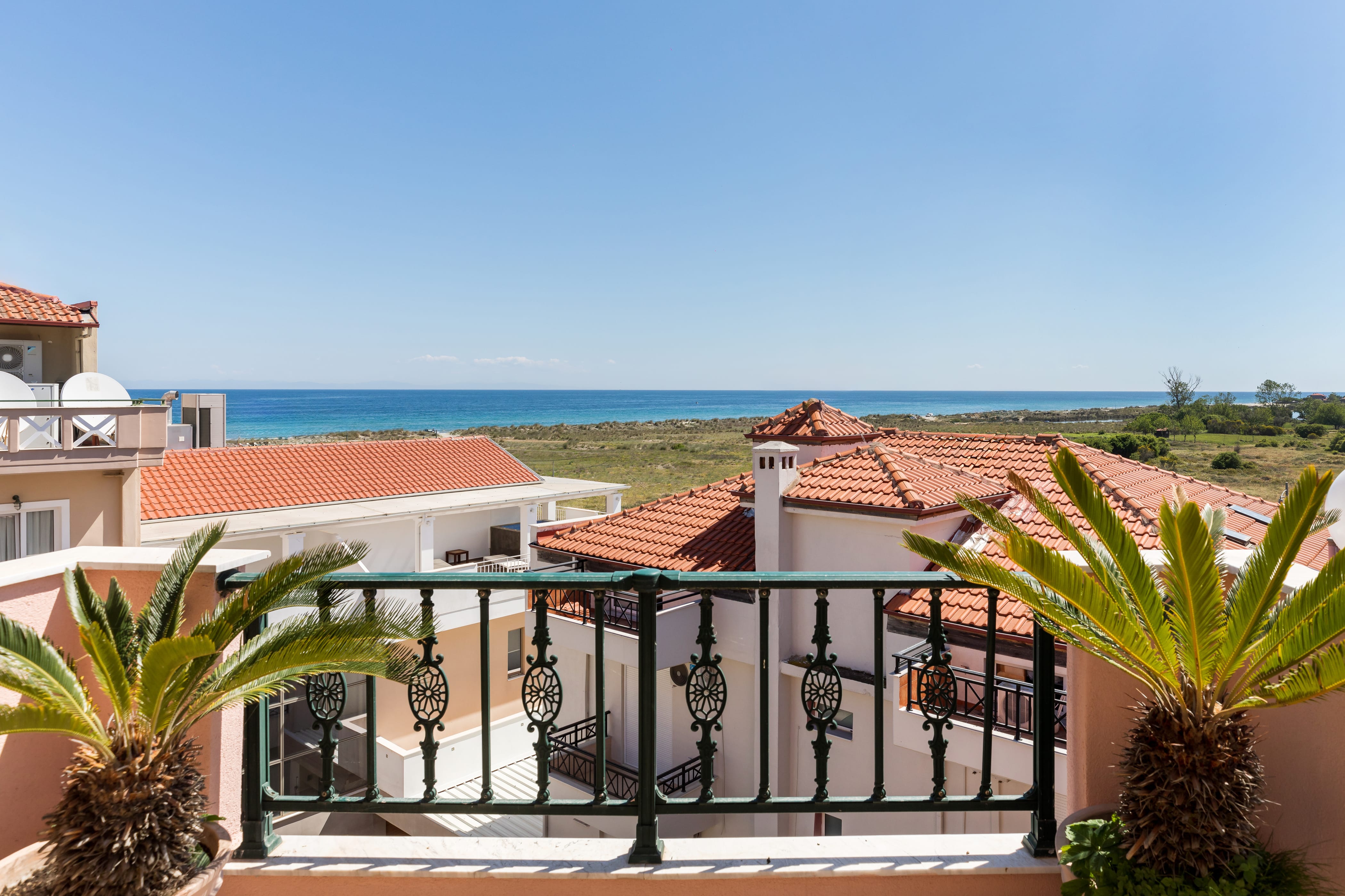 a balcony overlooking the ocean