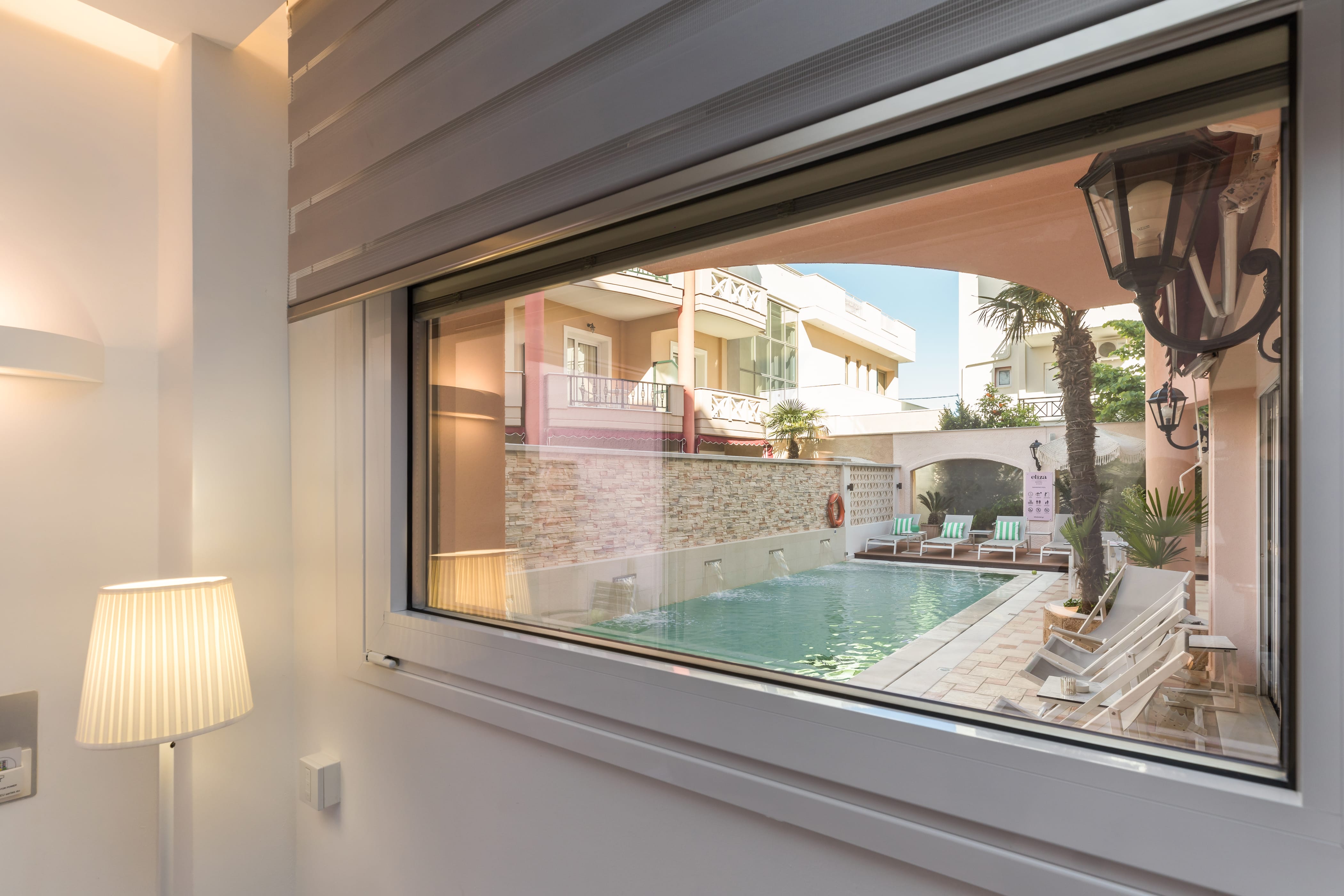 a large mirror in a room