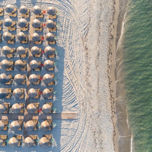 a group of white and black objects