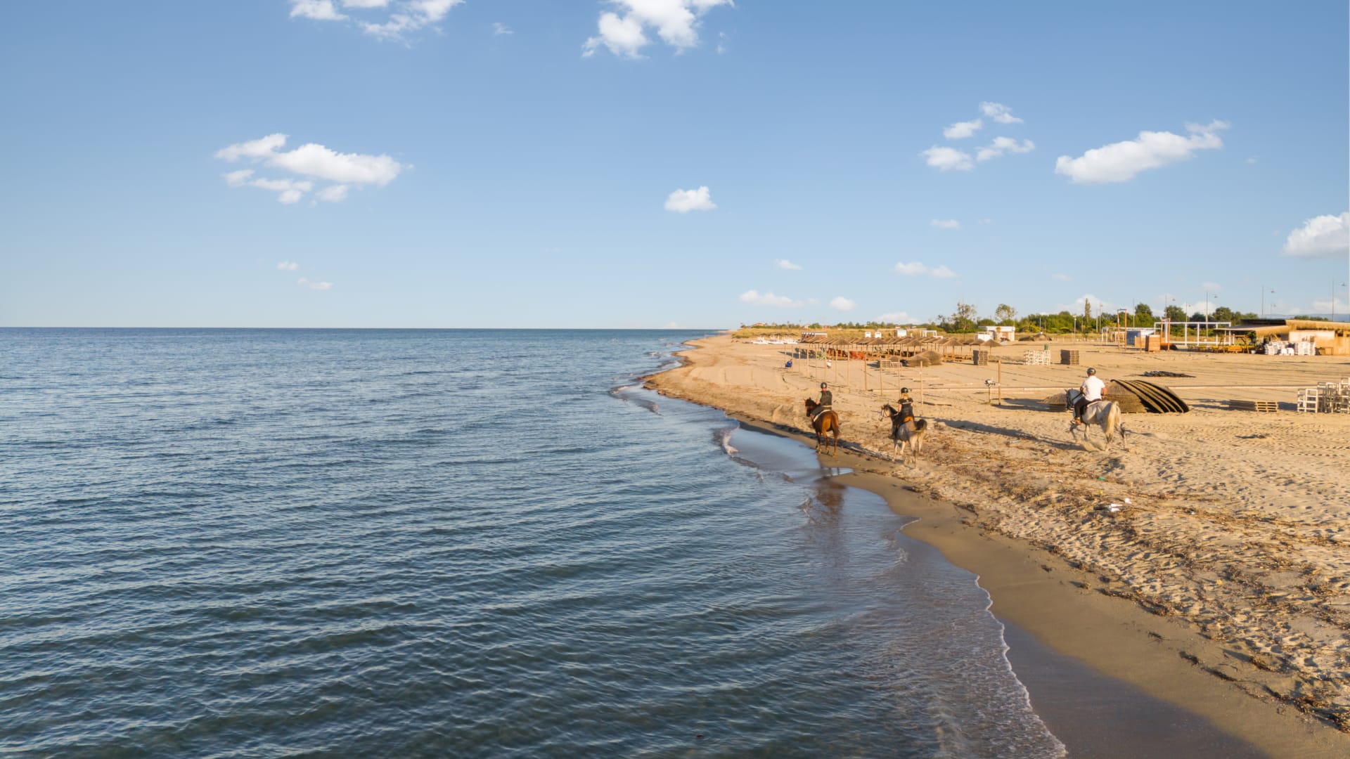 a beach with people on it