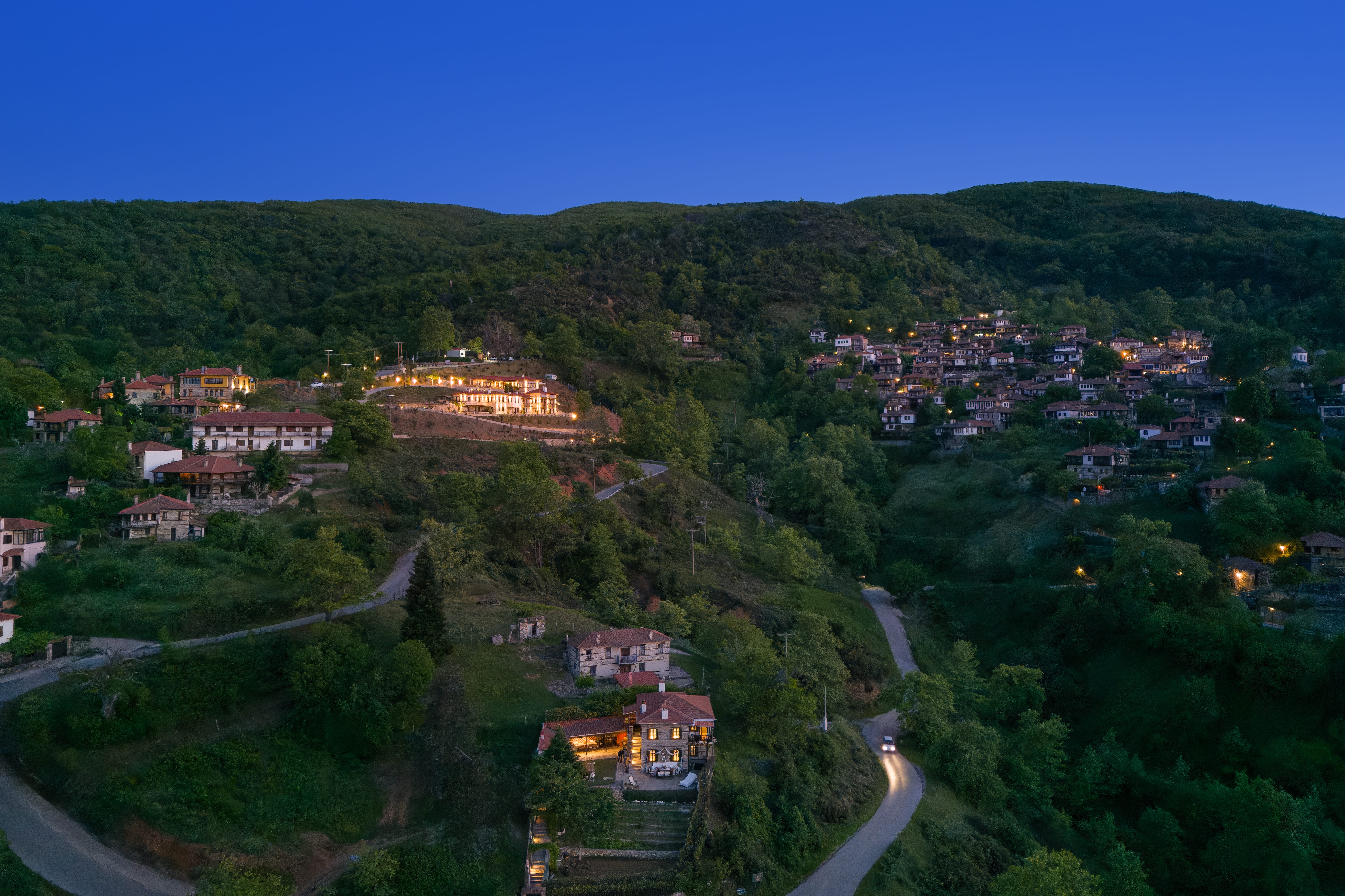 a city with trees and buildings
