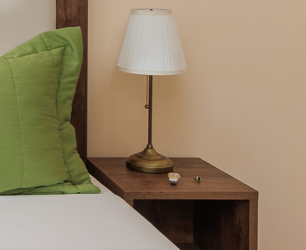 a lamp on a table