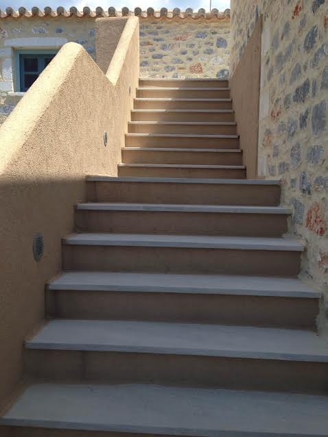 a wooden staircase in a building