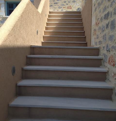 a wooden staircase in a building