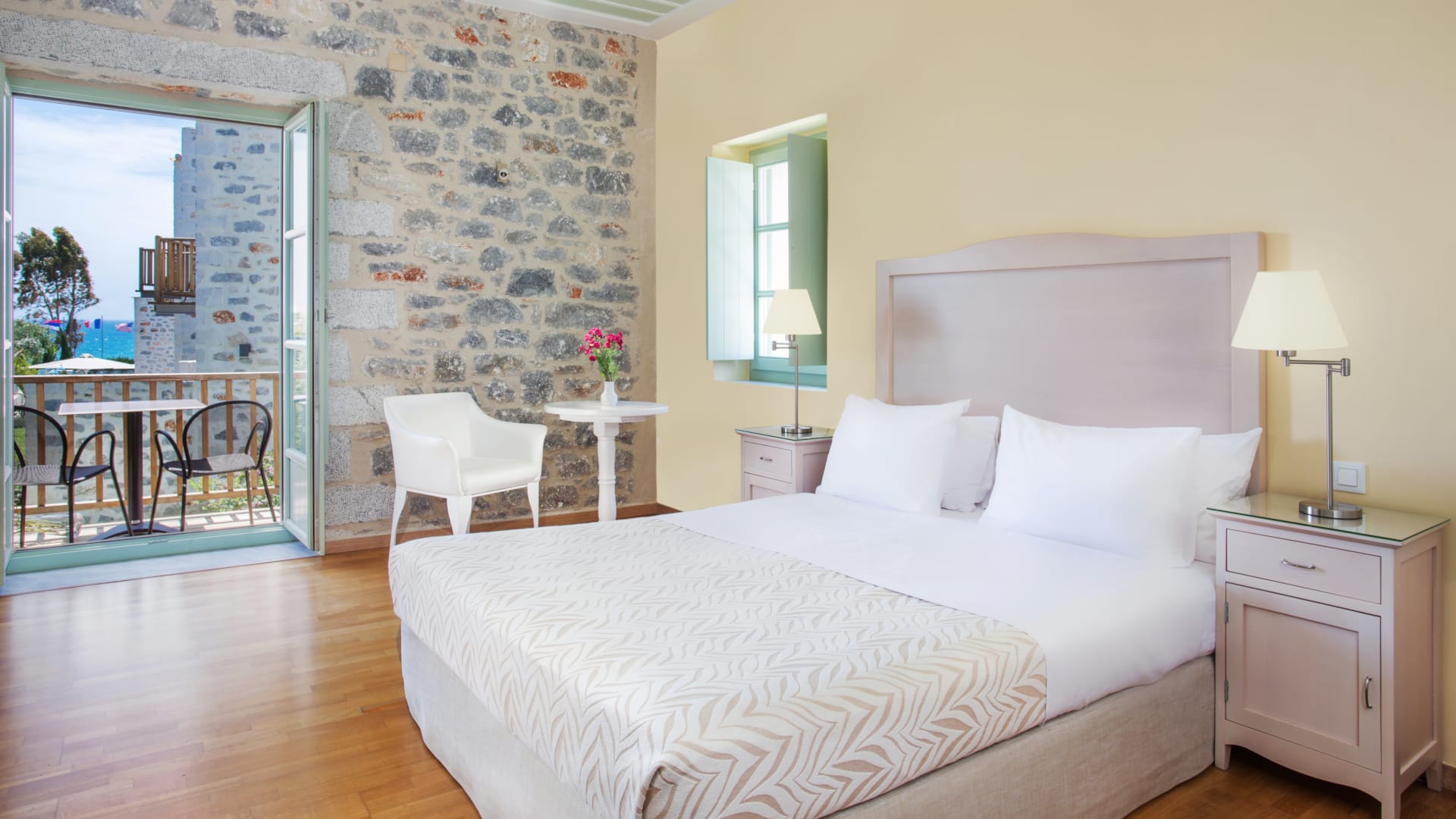 a bedroom with a large bed