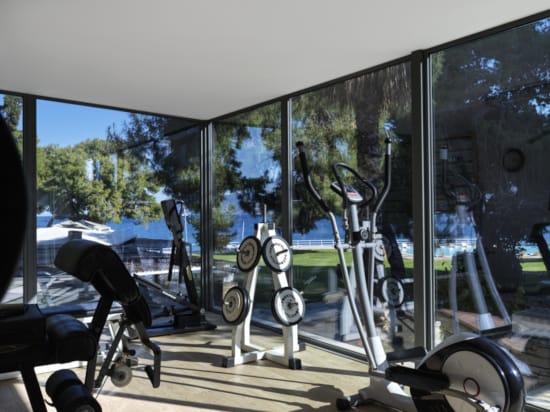 a pair of wheelchairs in a room