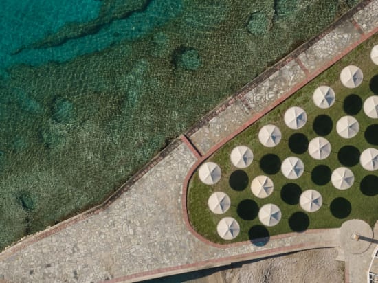 a green and white polka dot blanket