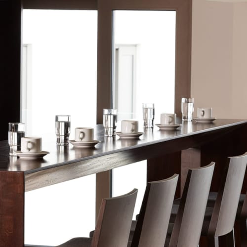 a table with a few glasses on it