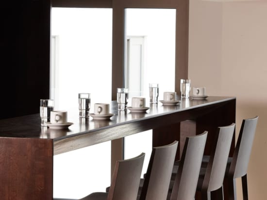 a table with a few glasses on it