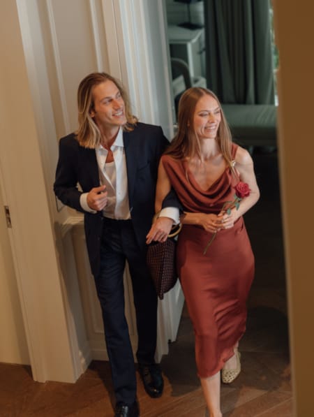 a man and woman posing for a picture