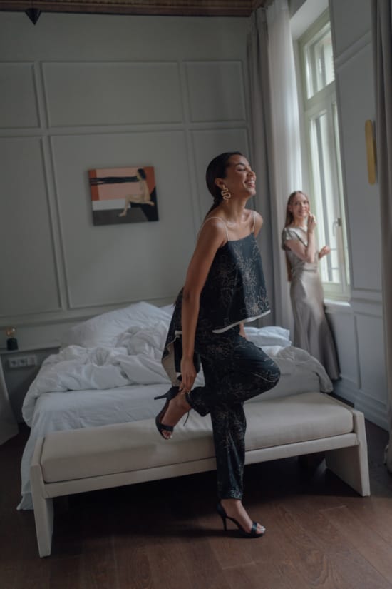 a person posing in a room