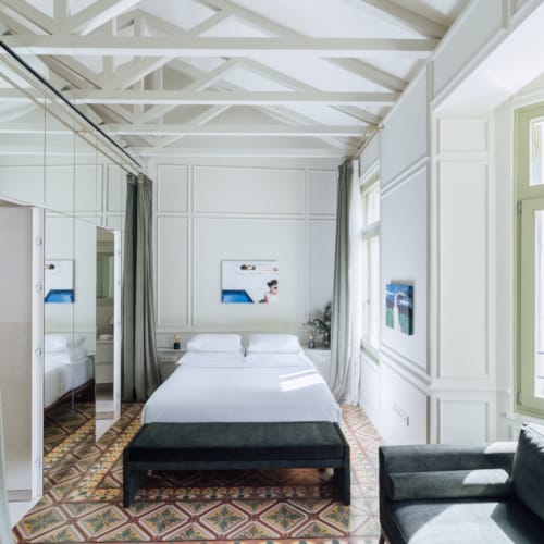 a room with a bed and a couch