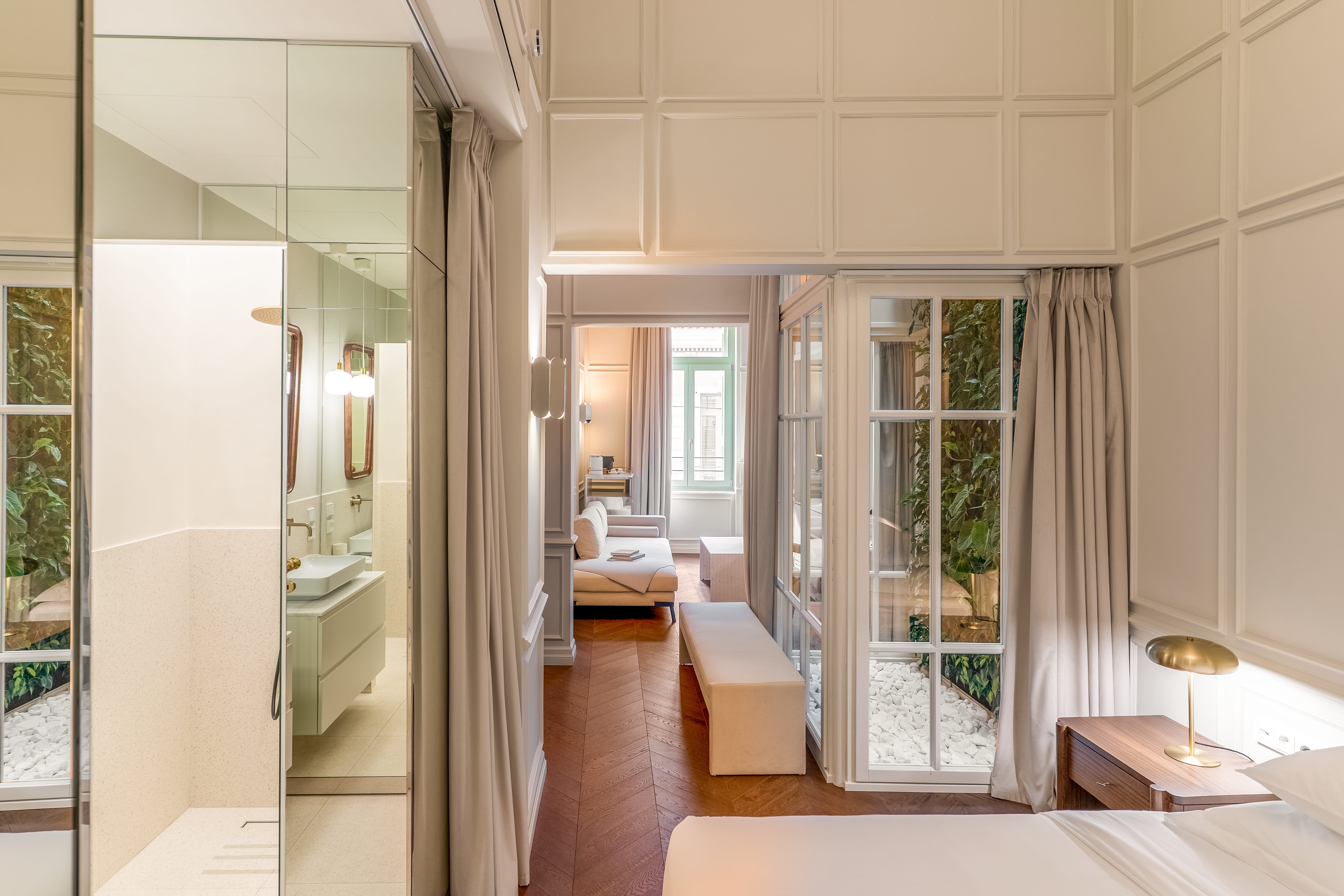 a room with a bed and a couch