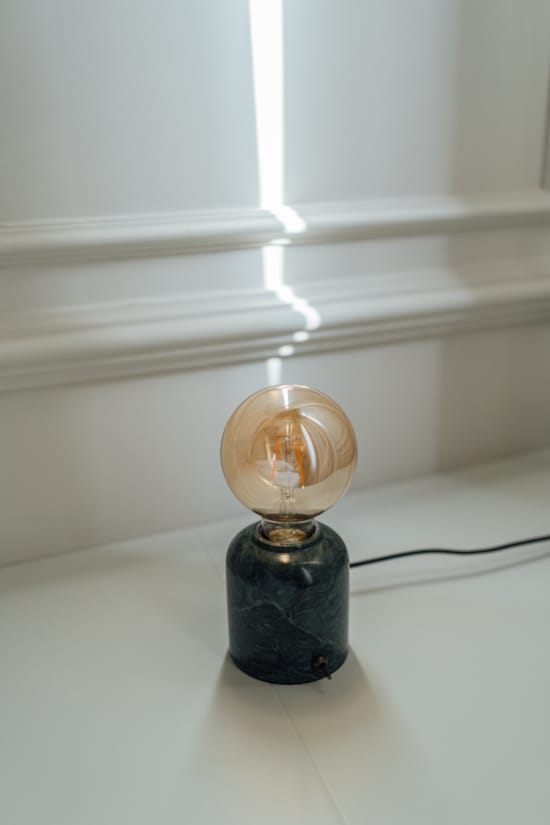 a light bulb on a table