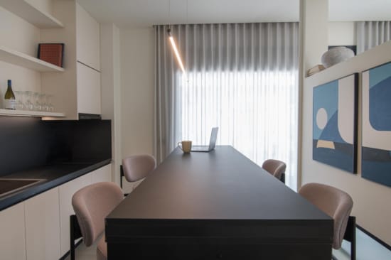 a table with chairs around it