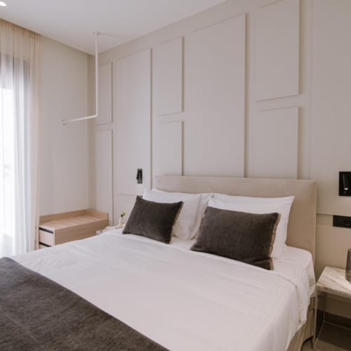 a bed in a room