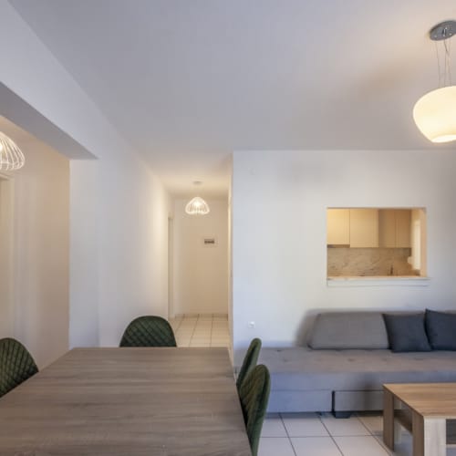 a room with a couch and a table