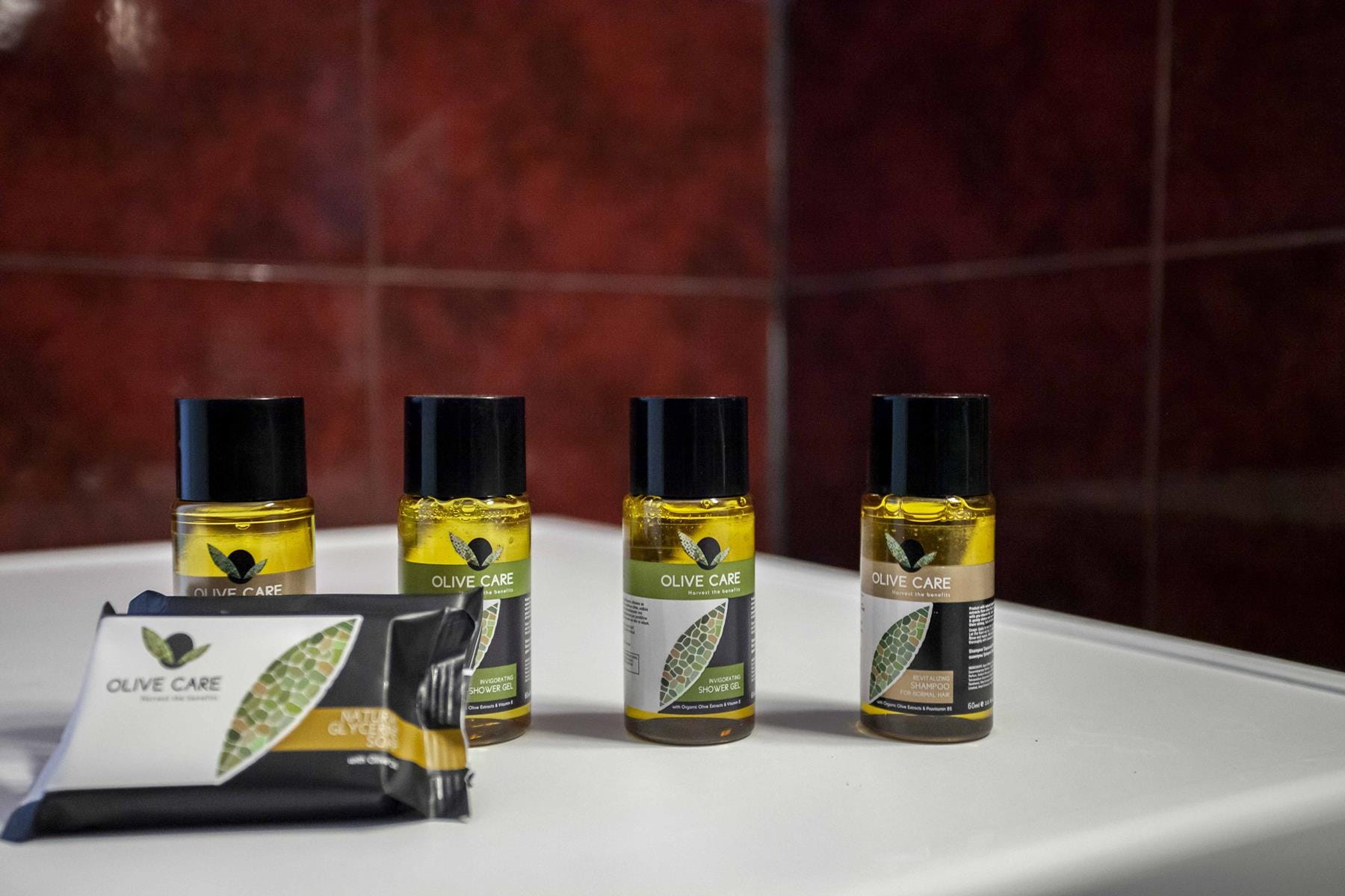 a group of bottles on a counter